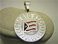 Puerto Rico flag 925 sterling silver medal pendant