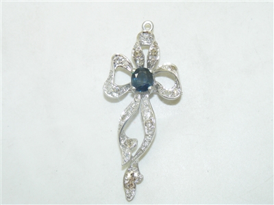 Vintage Diamond, Sapphire Platinum Pin and Pendant