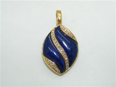 14k Diamond And Lapis Lazuli Stone Pendant