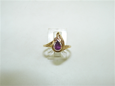 14k Yellow gold Diamond Ruby Ring