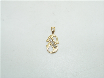 14k yellow gold "s" Initial Diamond Pendant