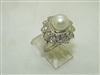 14k White Gold Vintage Diamond Pearl Ring