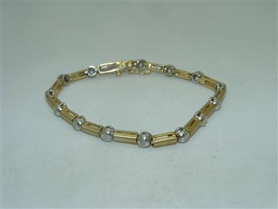 14k Yellow and White Gold Diamond Tennis Bracelet