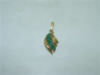 14k Yellow Gold Natural Green Emerald Pendant