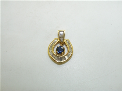 18k Yellow Gold Sapphire Diamond Pendant