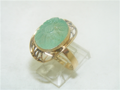 Vintage 14k Yellow Gold Flower Emerald Ring