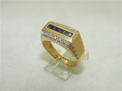 14k Yellow Gold Sapphire And Diamond Ring