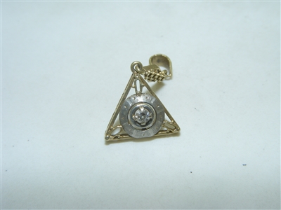 Vintage 14k yellow gold DIamond triangle pendant
