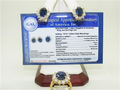 Lady's Sapphire & Diamond Ring And Earring set