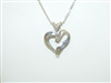 14k White Gold Diamond Heart Necklace And Pendant