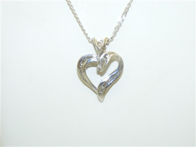 14k White Gold Diamond Heart Necklace And Pendant