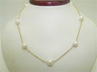 14k Yellow Gold Cultured Pearl Necklace