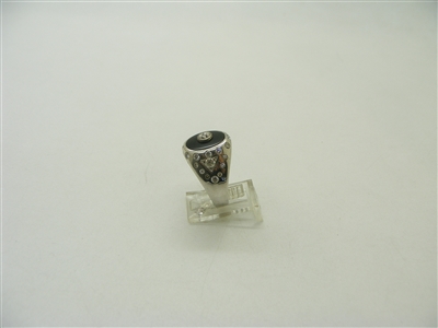 14k White Gold Onyx & Diamond Pinky Ring