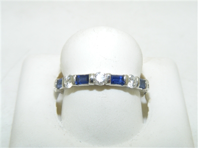 Gorgeous Diamond and Blue Sapphire Eternity Band