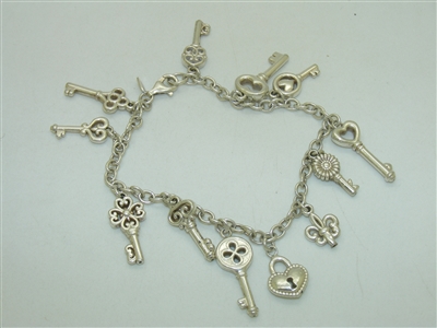 Sterling Silver Key Charm Bracelete