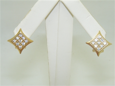 10k Yellow Gold Square Cubic Zircon Stone Earrings