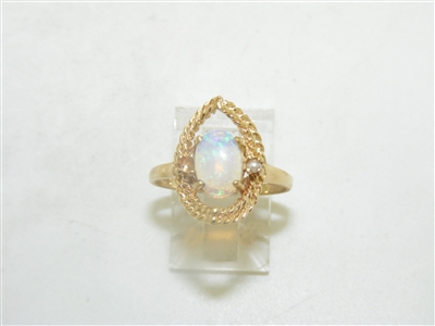 14k Yellow Gold Gorgeous Opal & Pearl Ring