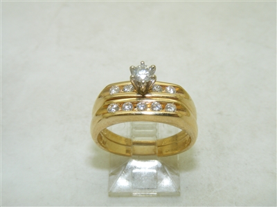 14k Yellow Gold Double Diamond Ring