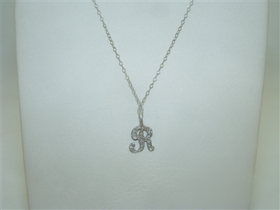 "R" Initial 14k White Gold Diamond Necklace