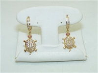 14k Yellow Gold Turtle Earrings