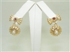 Cute Yellow Gold Bow Pearl Earrings