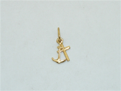 18k Yellow Gold Cross And Anchor