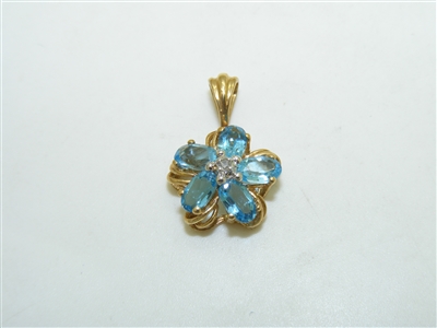 14k Yellow Gold Natural Blue Topaz