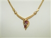 14k Yellow Gold Diamond & Ruby Necklace