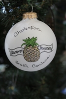 Pineapple Charleston Frosted Ball Ornament