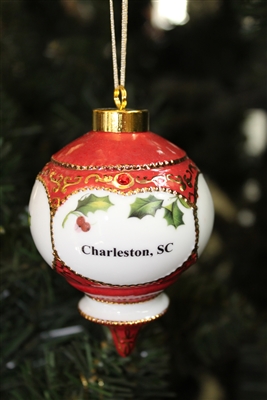 Red Victorian and Holly Charleston Ornament