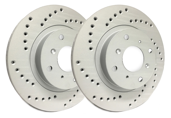 REAR PAIR - Cross Drilled Rotors With Gray ZRC Coating - C32-134