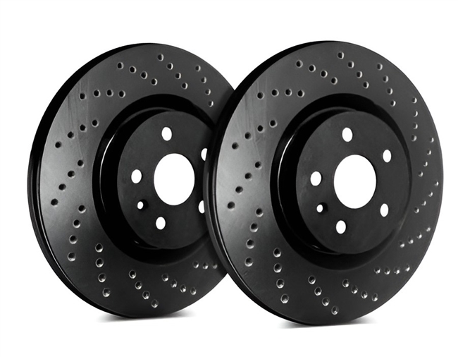 FRONT PAIR - Cross Drilled Rotors With Black ZRC Coating - C55-014-BP