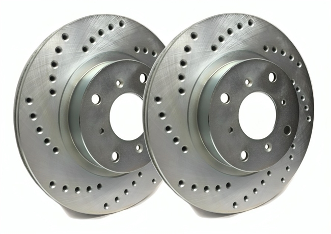 REAR PAIR - Cross Drilled Rotors With Silver ZRC Coating - C01-306-P