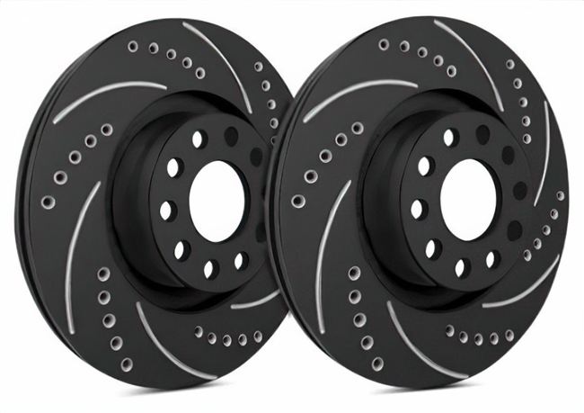 REAR PAIR - Drilled And Slotted Rotors With Black ZRC Coating - F55-50-BP