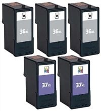 Lexmark No. 36XL & No. 37XL Compatible Ink Cartridge 5 Pack Value Bundle