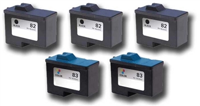 Lexmark No. 82 & 83 Remanufactured Ink Cartridge Five Pack Value Bundle