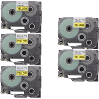 Brother TZe641 Compatible P-Touch Label Tape 5-Pack Black On Yellow