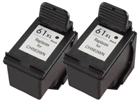 HP CZ073FN#140 (HP 61XL) Remanufactured 2-Pack of CH563WN Black Ink Cartridges