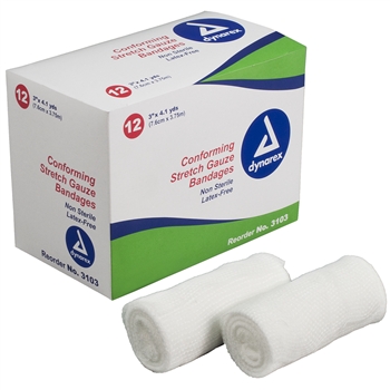 Conforming Stretch Gauze 3"; Non-Sterile (12 per pack)