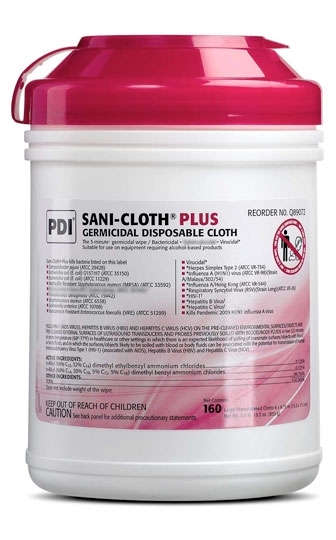 Sanicloth Wipes Plus; Large (160 wipes per can) (12 cans per case)
