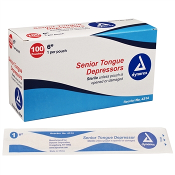 Tongue Depressor, Sterile Senior, 6" (100 per box)