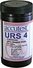 4 Parameter Urine Reagent Strips (Leuk/Nitrite/Protein/Glucose) (100/bottle)