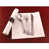 Reflection Fork, Knife, Spoon in a White Linen Napkin Roll - 30