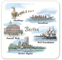 Barlow Designs - Boston Collage set of 4 Coasters