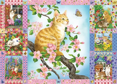 Puzzle - Blossom and Kittens Quilt