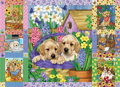 Puzzle - Puppies and Posies Quilt