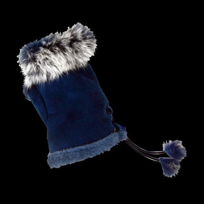 Texting Gloves Faux Fur Navy