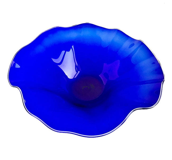 Large Glass Blue Bowl