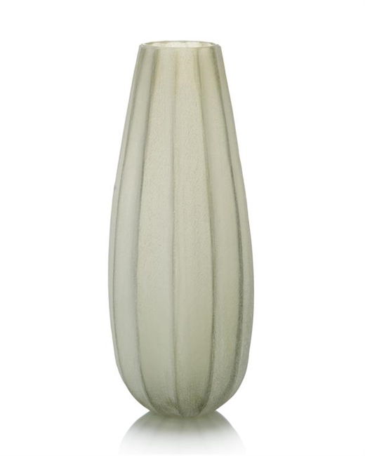 Celery Etched Glass Vase