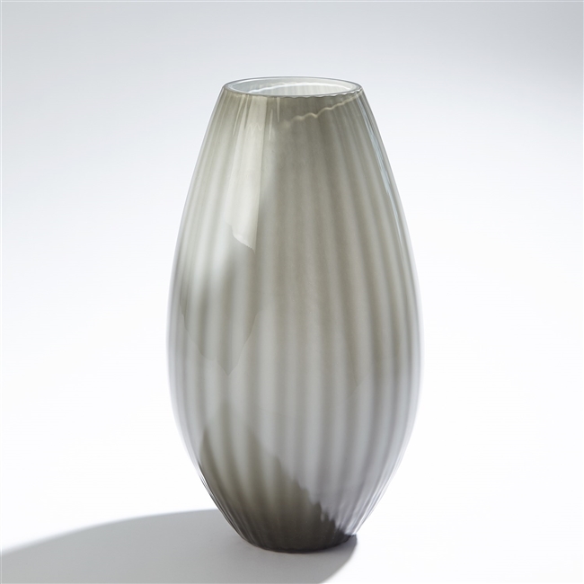 Large Cased Glass Stripe Vase in Grey